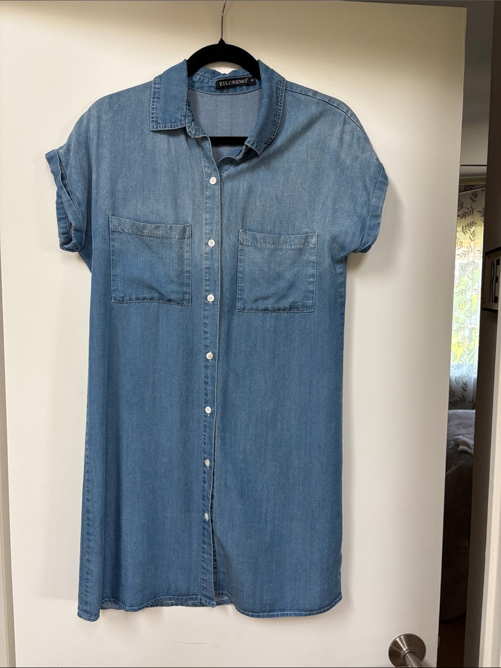 Tencel Denim Button-Front Shirt Dress